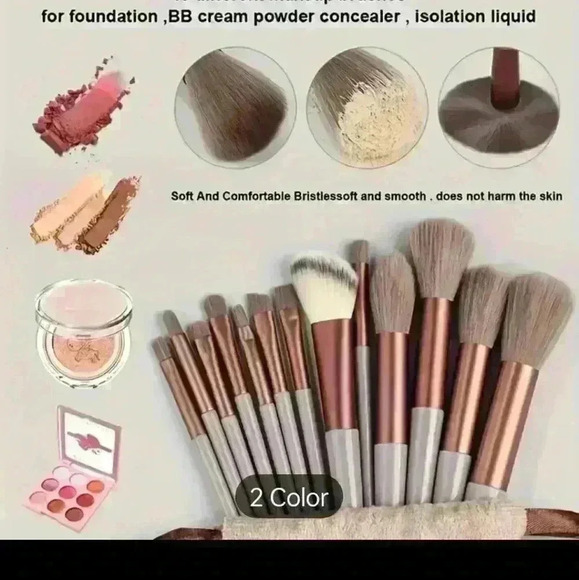 Brand new 13 piece makeup artist makeup brush set. brown chocolate color - Picture 3 of 11